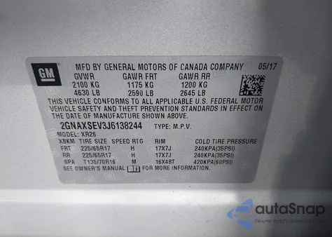 2018 Chevrolet Equinox Lt from USA, damaged, VIN 2GNAXSEV3J6138244